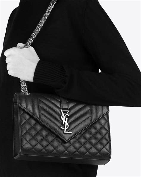 ysl envelope medium in quilted grain de poudre embossed leather|saint laurent envelope bag.